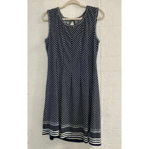 Women’s Max Studio Navy Blue Tank Top Dress With White Polka Dots Size XL - Picture 1 of 5
